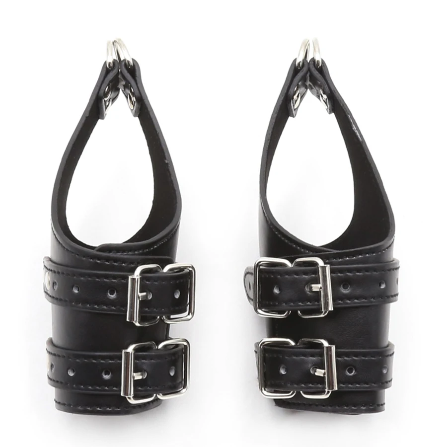 Черные кожаные подвесные наручники удерживающие подвески застегивающиеся
