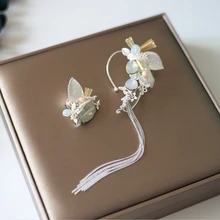 Новинка лета, супер фея, асимметричные серьги, длинные серьги, клипса, кристалл, кисточка, серьги для пирсинга, висячие серьги для невесты, свадебные ювелирные изделия