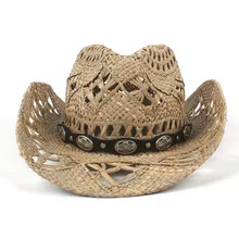 Натуральная солома Womem Мужская Западная ковбойская шляпа для леди джентльмен летняя пляжная шляпа Sombrero Hombre Lifeguard Шляпы размер 56-58 см