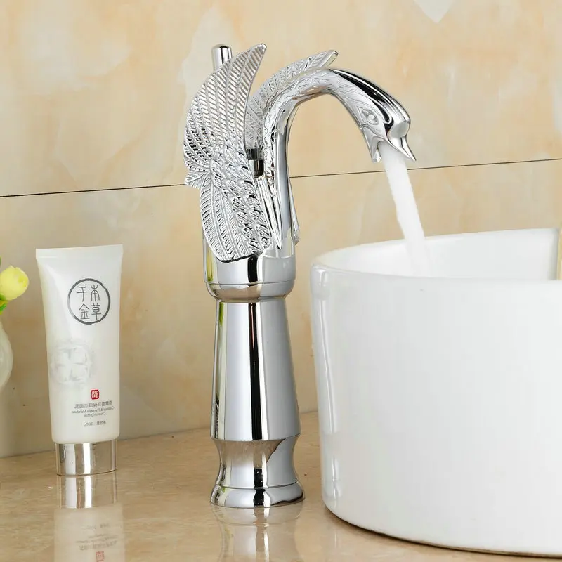 Buy Luxury Swan Mixer Taps Bathroom Basin Brass faucet