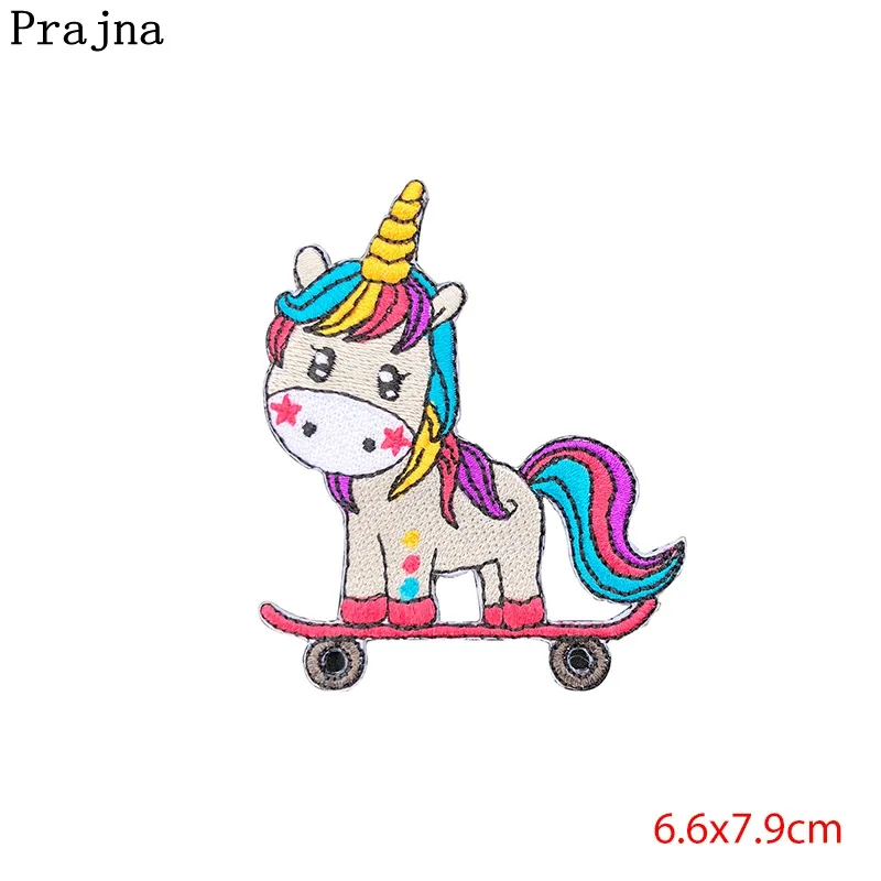 Prajna Cartoon Unicorn Planet Things Iron On Patches For Clothing Embroidery Stripe On Clothes Cute DIY Sequin Applique Badge 