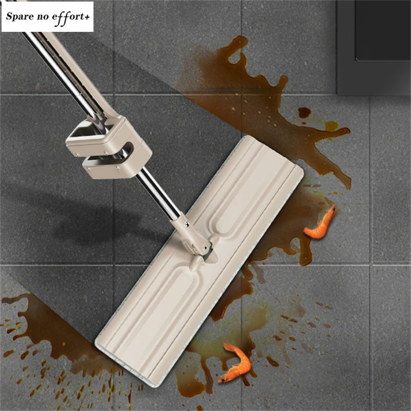 

Free Wringing Mop Wooden Floor with Reusable Microfiber Pad 360 Degree Handle Home Kitchen Mop Spin Mop Sweeper Broom Clean Tool