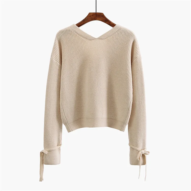 OMCHION Poleras Mujer 2018 Autumn Winter Deep V Neck Women Sweaters And Pullovers Harajuku Korean Knit Casual Bow Jumper LMM105 OMCHION Poleras Mujer 2018 Autumn Winter Deep V Neck Women Sweaters And Pullovers Harajuku Korean Knit Casual Bow Jumper LMM105