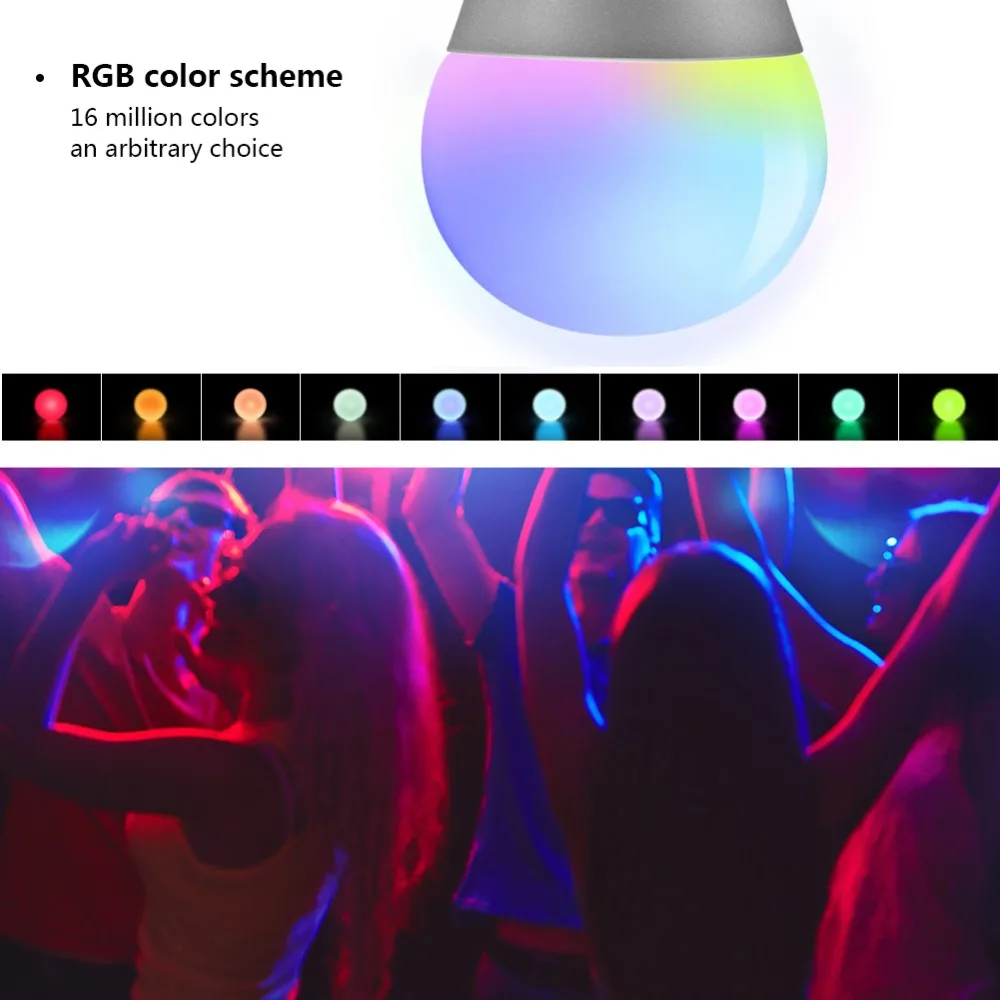 Приглушаемая светодиодная смарт лампа с изменением цвета Rgb Wifi e27 поддержка Alexa /