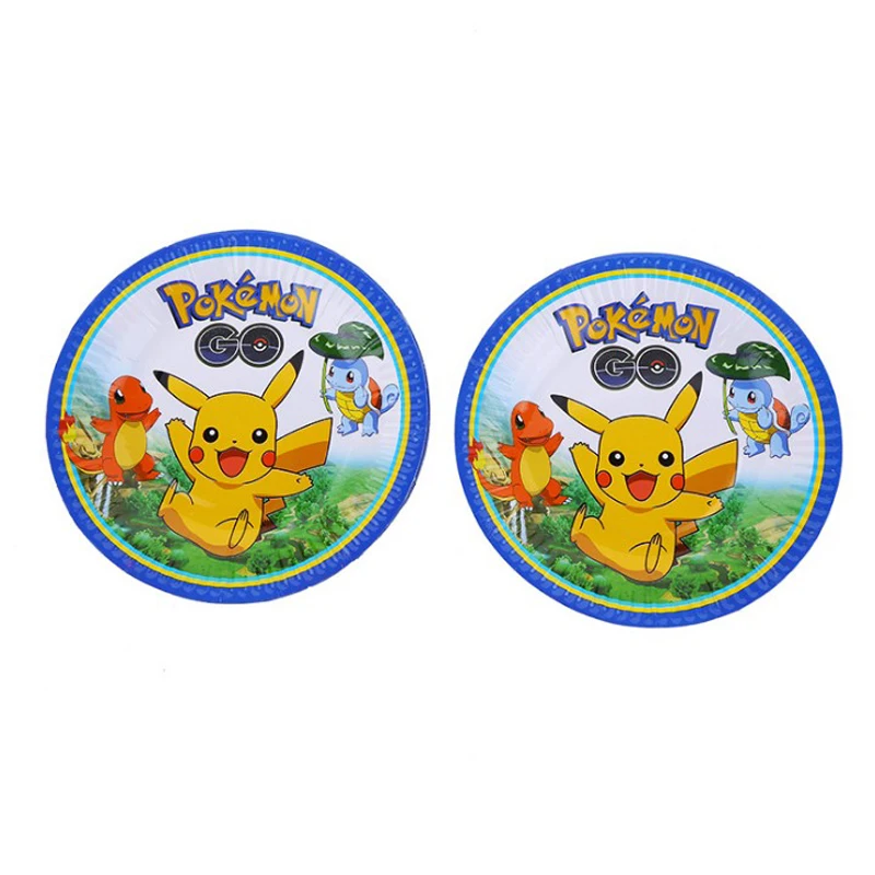

Diameter 18cm Pokemon Theme Food Grade Paper Plates Baby Shower Kids Favors Decoration Happy Birthday Party Disposable Tableware