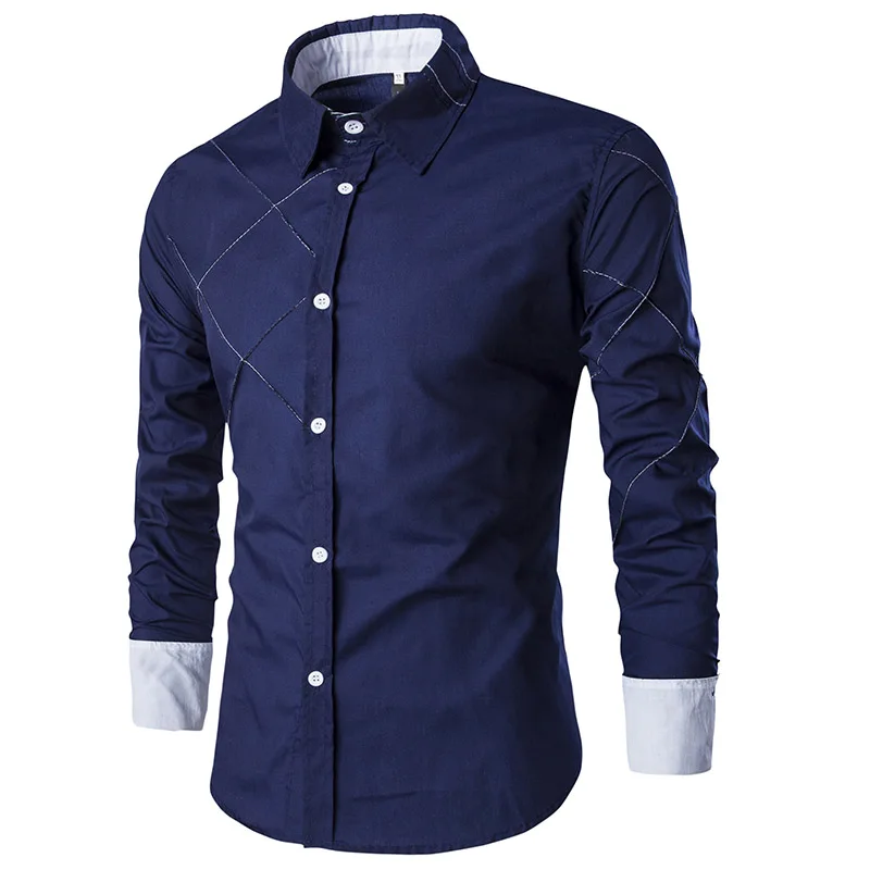 2017 New Design Fashion Autumn Men Shirts Casual Turn down Collar Male ...