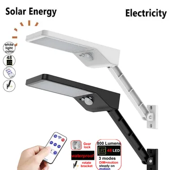 

48 LED 800 LM Solar 3 Modes Dimmable Outdoor Wireless Motion Sensor Lights Emergency Lamp IP65 Waterproof Easy stall Wal&
