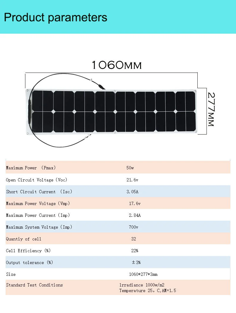 XINPUGUANG 50 Вт 18 В в ETFE эффективная Гибкая солнечная панель солнечная батарея система генерации энергии для автомобиля RV yacht 12 В в зарядное