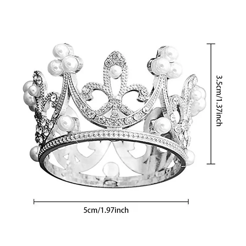 Мини-корона принцесса Топпер Диадема из хрусталя и жемчуга детские украшения для волос на свадьбу День рождения инструменты для украшения торта для вечеринки