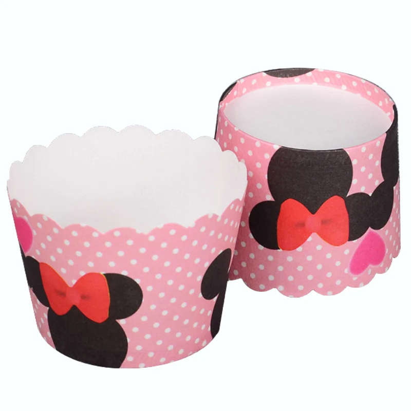 

100pcs Disney Pink Minnie Mouse Head Paper Cake Cupcake Cup Tray Liners Baking Muffin Kitchen Cupcake Cases Oven Baking Tools