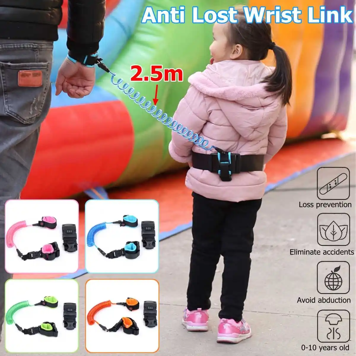 Anti-lost Wrist Link For Kids Adjustable Password Safety Waist Belt Link