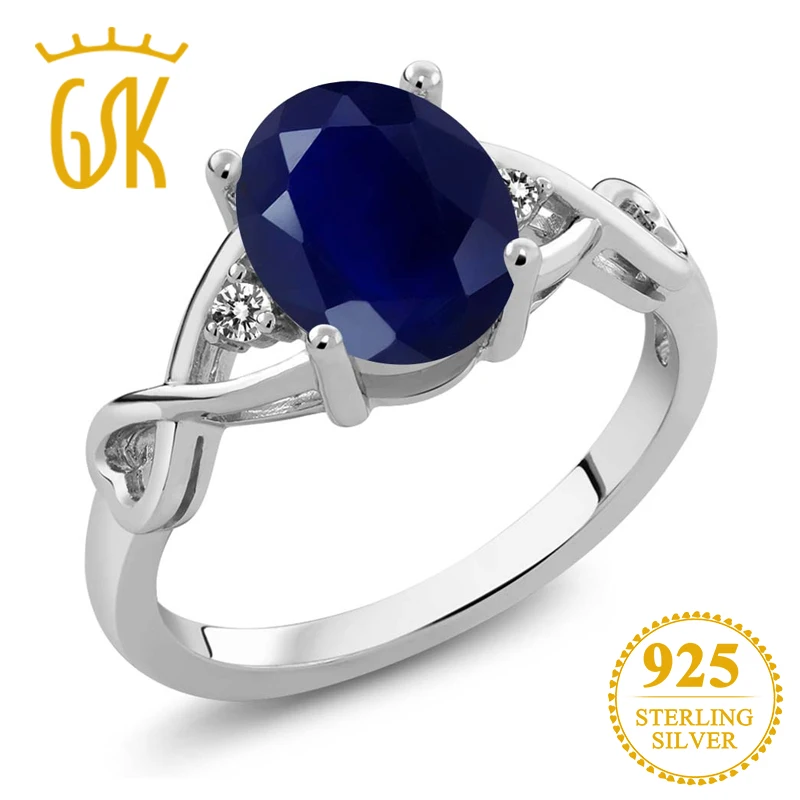GemStoneKing 2 56 Ct Овальный натуральный голубой сапфир белые обручальные кольца с