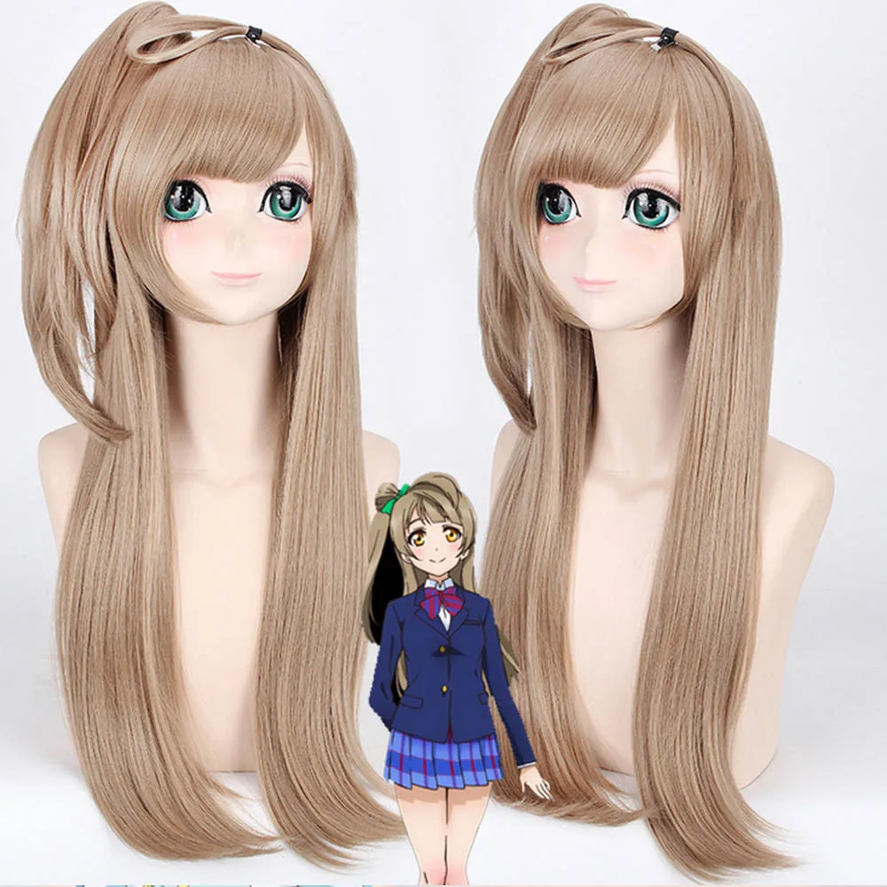 Coshome Lovelive Wigs Minami Kotori Tojo Nozomi Nico Cosplay Costume Wig Women Brown Blue Orange Long Straight Ponytail Hair (7)