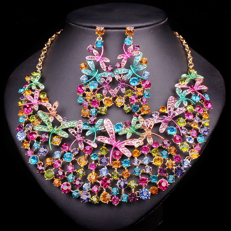 Buy Luxury Multi Color Bridal Jewelry Set For Brides