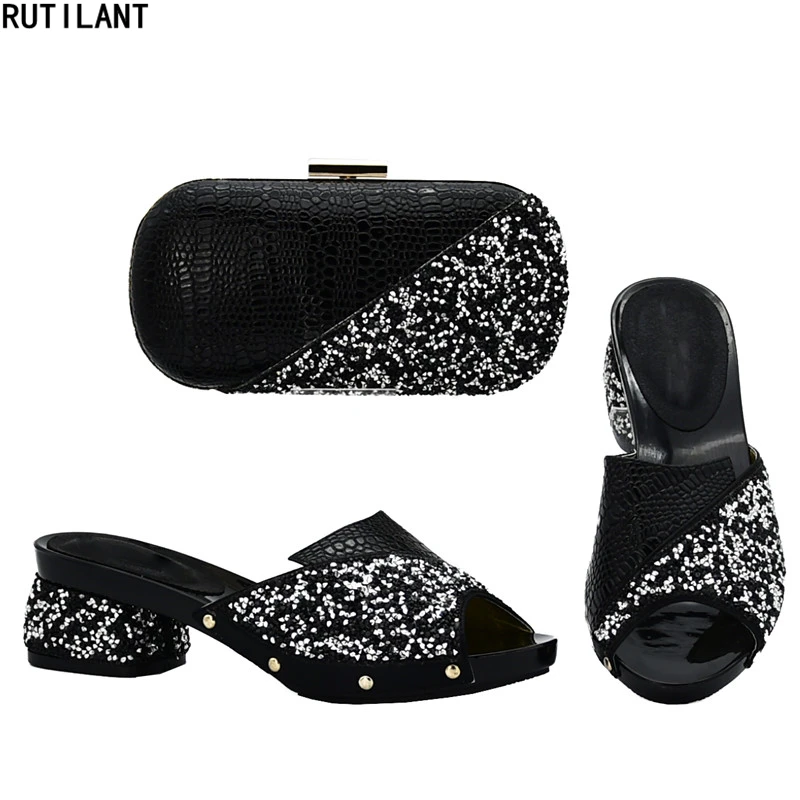 

Shoes and Bag Set African Sets 2018 Matching Italian Shoe and Bag Set Decorated with Rhinestone Nigerian Party Shoe and Bag Sets