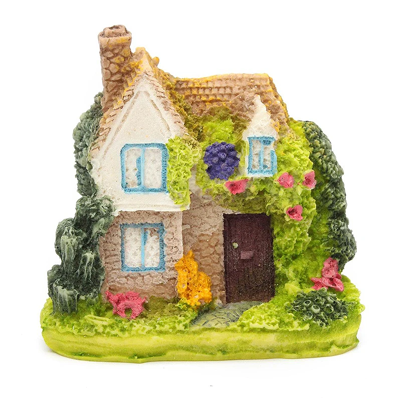 JX-LCLYL Resin Fairy Garden Miniature Thatches House Landscape Ornament Figurine Decor
