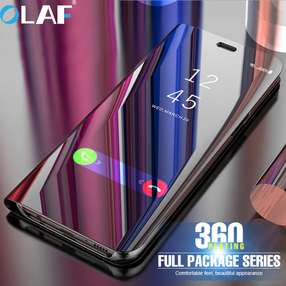 Kopen OLAF Smart View Flip Case Voor iphone 6 6s 7 8 Cases Luxe Flip Stand Telefoon Cover Voor iphone X 7 6 8 plus Bescherming Case Shell