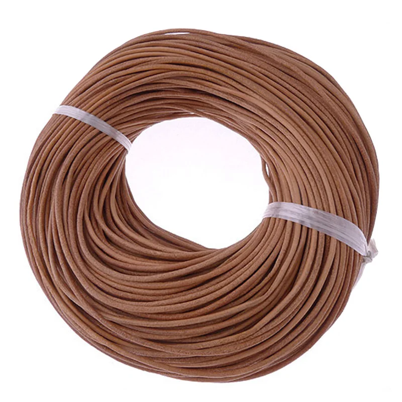 10 м 2 мм натуральный цвет натуральный шнур из натуральной кожи Круглая веревка для DIY ожерелье браслет ювелирные изделия шнур