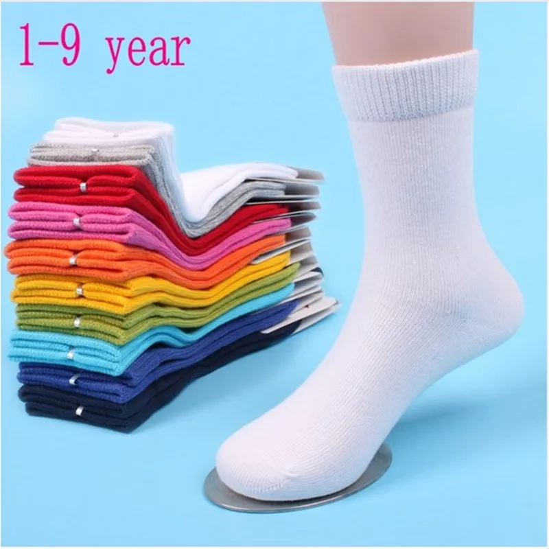 

20 pieces=10 pairs 1-9 year children socks spring&autumn cotton baby girls socks with boys socks Solid Color kids Sport Socks