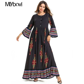 

Women Long Floral Muslim Abaya Dubai Kaftan Arab Islam Kimono 2019 Casual Female Dress Turkish Elbise Mubarak Islamic Clothing