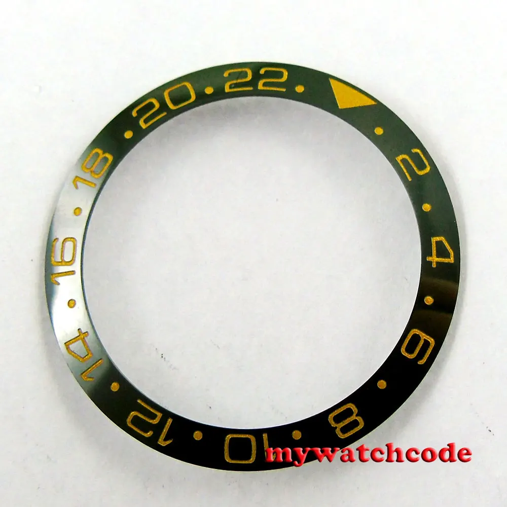 CARVING 38mm green ceramic bezel yellow marks insert for 40mm sub watch40 | Наручные часы