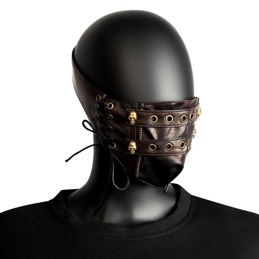 GEARDUKE Готический бренд с заклепками Новая Коричневая маска стимпанк мужская стильная модная кожаная маска