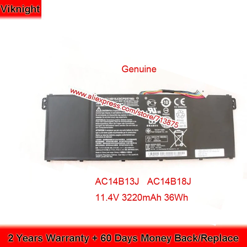 Натуральная AC14B13J AC14B18J Батарея для ACER Aspire ES1-512 Es1 Es 15 MS2394 B116-M ES1-571 ES1-111 ES1-131 11,4 V 3220 мА/ч, 36Wh