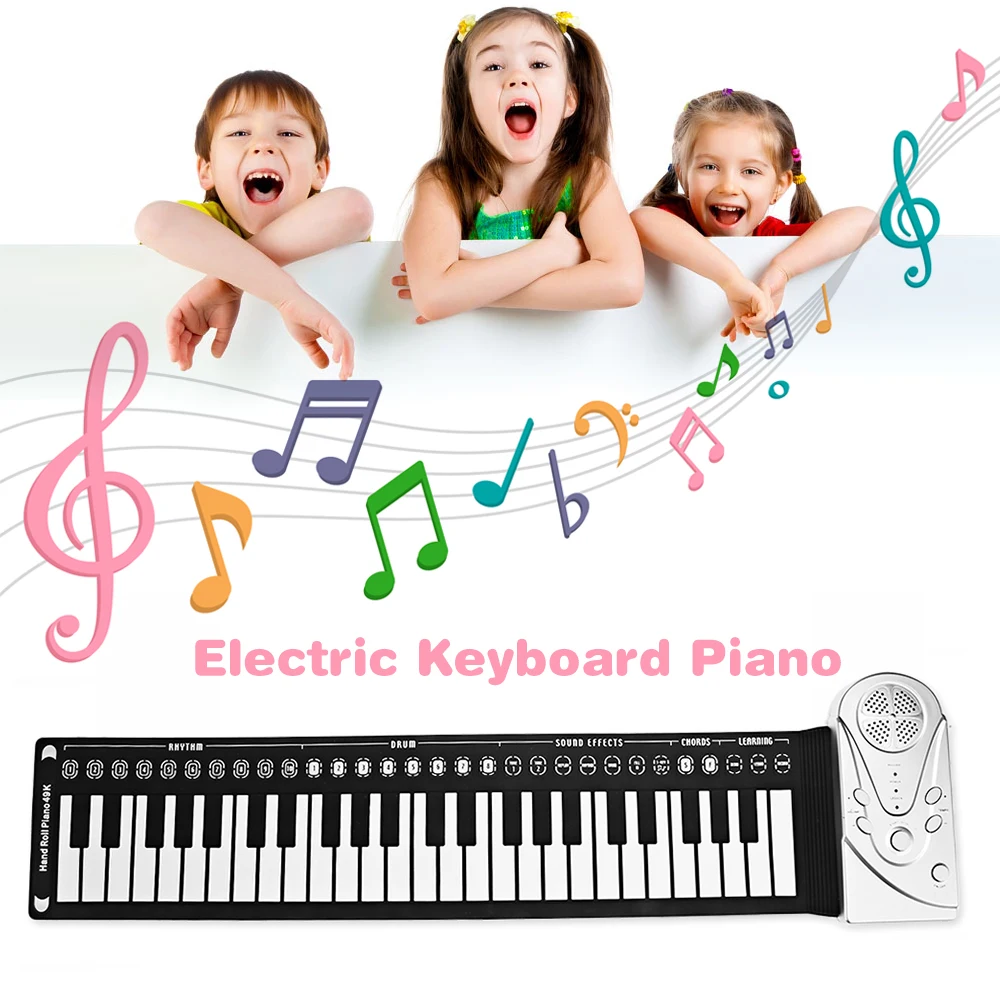 

49 Keyboard Portable Folding Electric Silicone Soft Keys Piano Beginner Practice Player Musical Instrument Educational Kids Toys