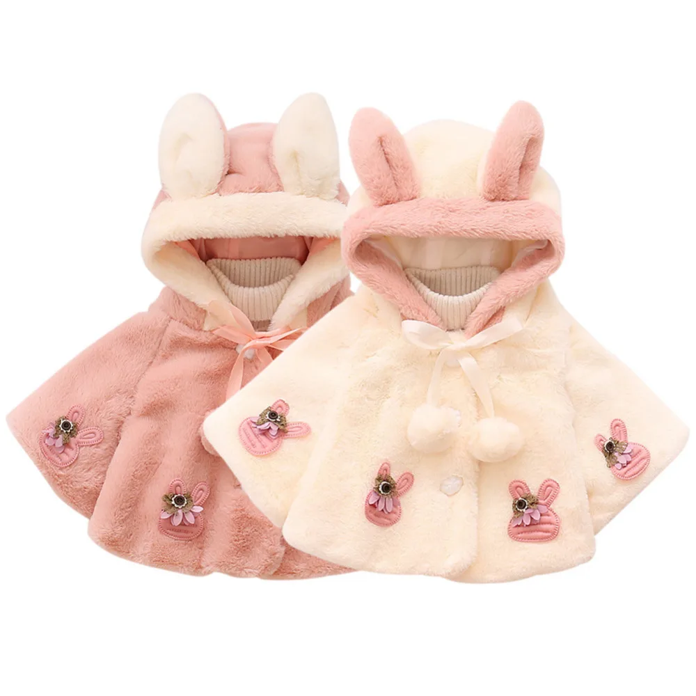 Новая модная теплая одежда Детские милые плюшевые накидка принцессы пальто куртки детская одежда для маленьких девочек