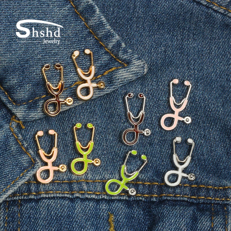 

18 Colors Mini Stethoscope Brooch for Doctor Nurse Enamel Pin Women Gold Sliver Lapel Pin Badges Medical Student Graduation Gift