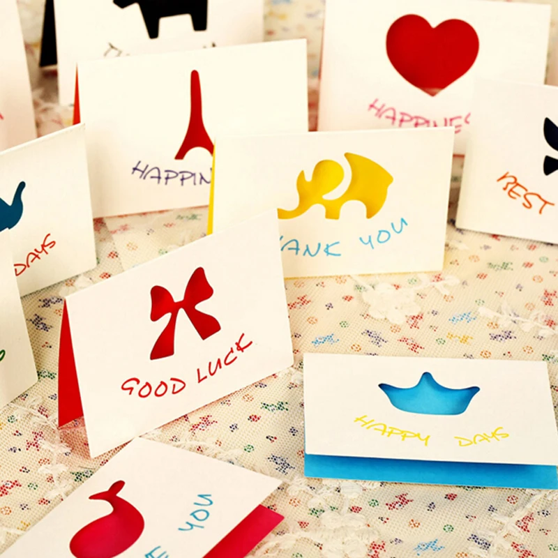 

20pcs/lot Mini Greeting Card With Envelopes Universal Wishing Cards Holiday Christmas Message Card Stationery Material Escolar