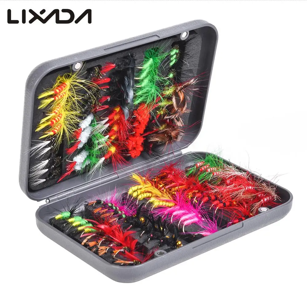 

20/100pcs Fly Fishing Lure Flies Trout Lures Dry/Wet Flies Nymphs Ice Fishing Lures Artificial Bait with Waterproof Pesca Box