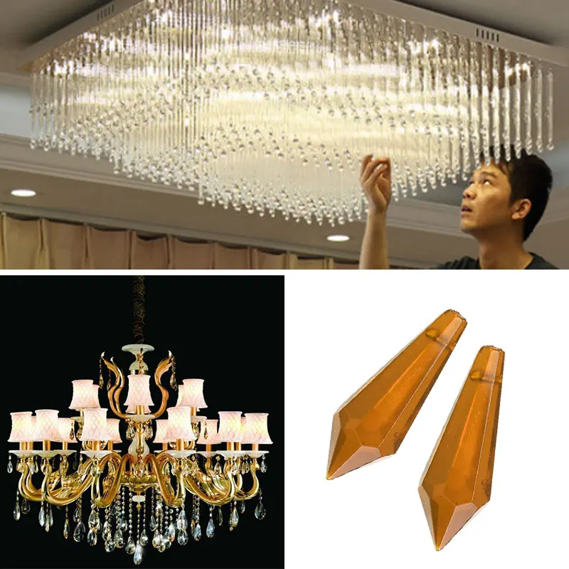 

38mm Amber Crystal Suncatcher Chandelier Lighting Drops Pendants Balls Octagon Bead Prisms Hanging Glass Prisms Parts Home Decor