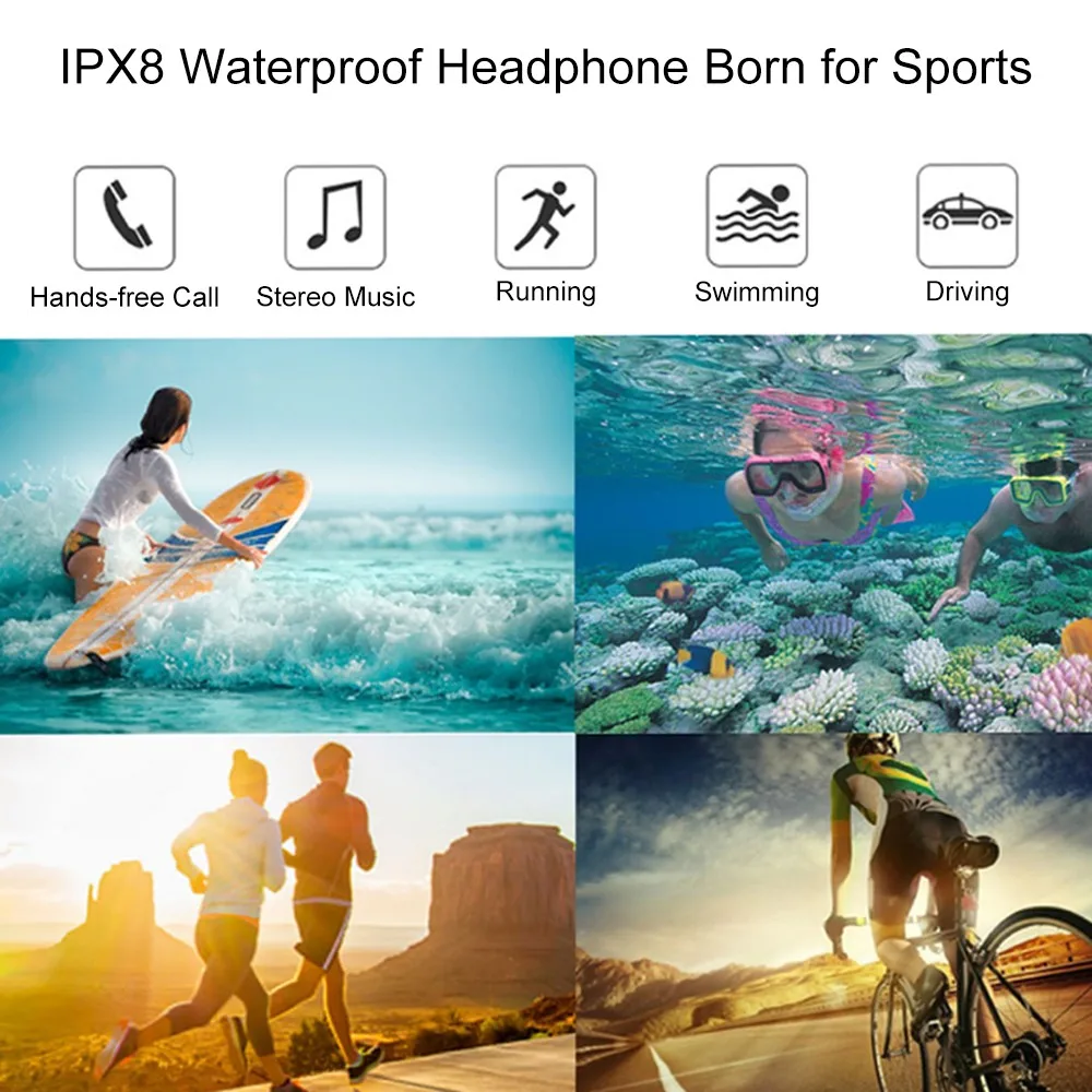 Com fio ipx8 bluetooth à prova dcságua