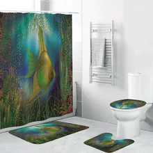 Горячие новые продукты 4 шт нескользящий Туалет полиэстер покрытие коврик набор Ванная комната Душ занавеска домашняя семья