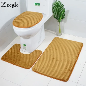 

Zeeg Bath Mat Bathroom Anti-slip Floor Rugs Bathroom Carpet Set Toilet Seat Cover Bath Rugs Absrobent Mats For Bathroom