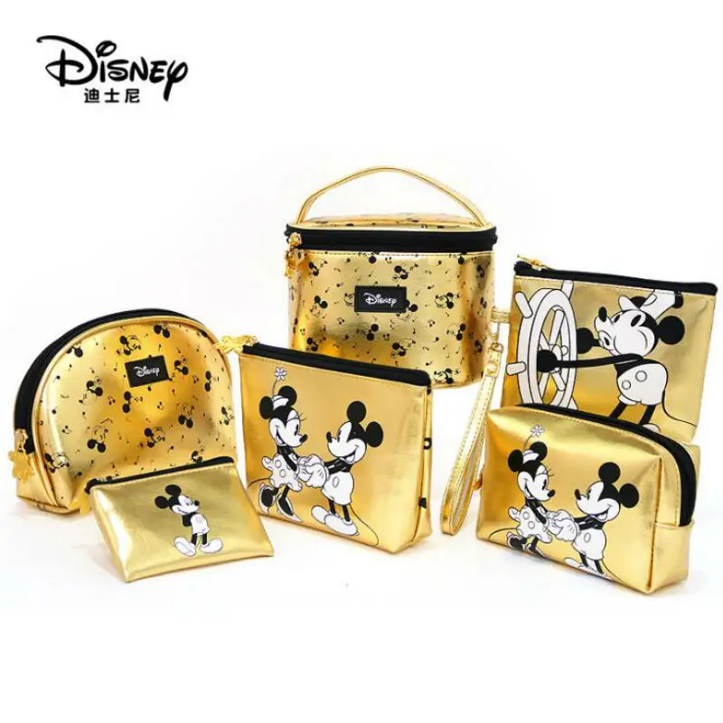 

Genuine Disney Minnie PU Leather Classic Gold Mickey Mouse Multi-function Woman Bag Cosmetic Wallet Purse kids children toy