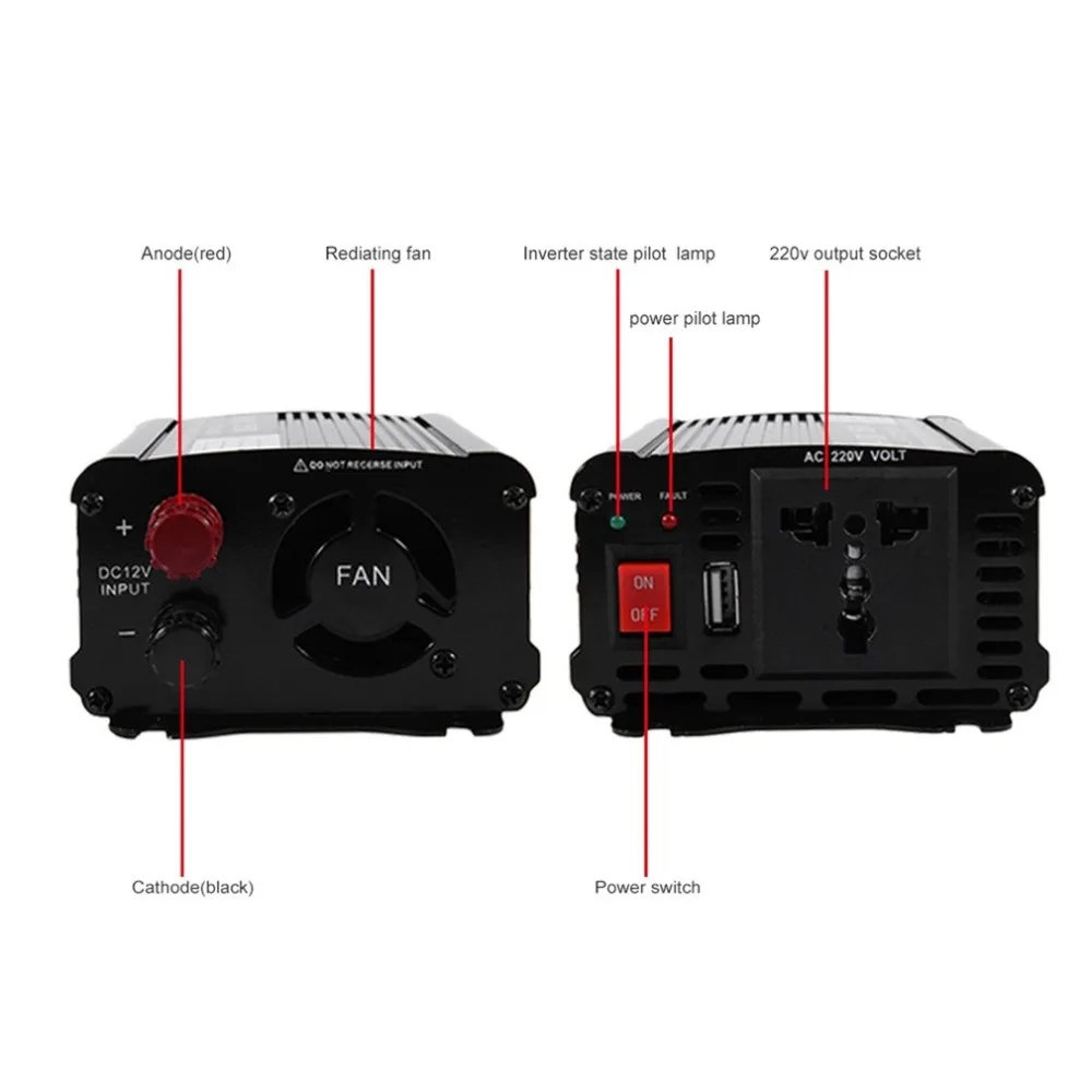 800/1000/1500 W фары для автомобилей Алюминий сплав DC12V для AC110V Авто Мощность инвертор преобразования эффективная зарядка конвертер трансформатор