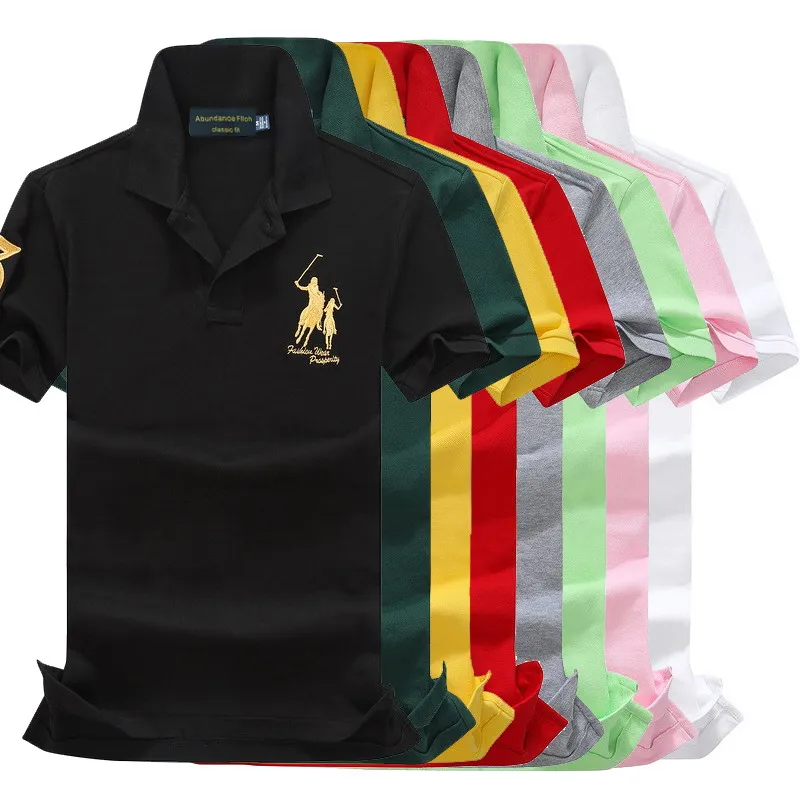

2018 New Fashion Brand Turn Down Collar Summer cotton Men's T Shirt large size business casual Men T-shirt 16 Colors 2XL