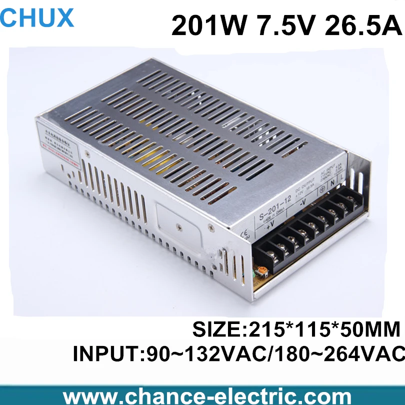 

LED power suply 7.5v 201w ac to dc switching power supply ac dc converter high quality S-201-7.5v free shipping