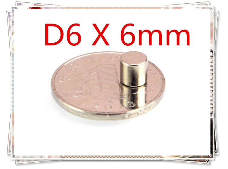 

50pcs/lot D6mm x 6mm Super Strong Round Rare Earth Neodymium Magnets Magnet N35 Free Shipping