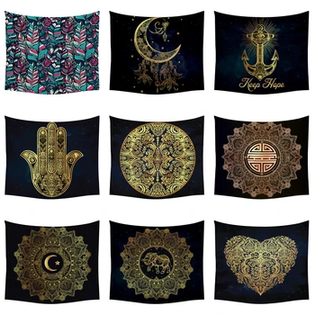 

Hippie Mandala Sun Tapestry Blanket Moon Elephant Indian Wall Tapestry India Decoration Lucky Hand Tapestry Wall Hanging