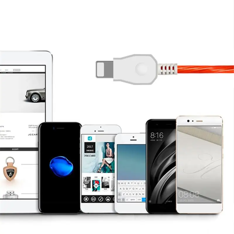 Кабель для быстрой зарядки Свет Micro Тип C и iPhone зарядка через usb кабель мобильного
