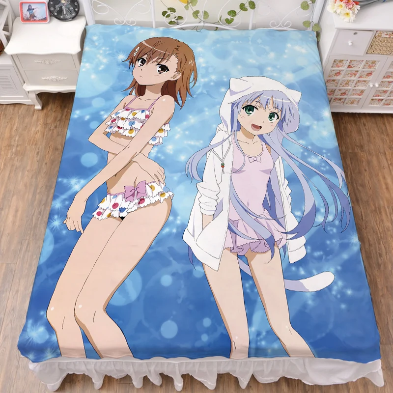 Аниме Toaru Kagaku no Railgun сексуальная девушка Shirai Kuroko Misaka Mikoto кровать молочное волокно лист и фланель одеяло летнее одеяло 150x200