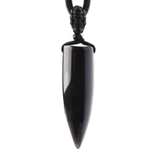 Wholesale Black Obsidian Natural Stone Pendant Crystal Pillar Necklace Lucky Evil Spirits Transport Women Men Fashion Jewelry fine lavender purple natural crystal bracelets fox pendant evil spirits help marriage lucky for women girl gift bracelet jewelry