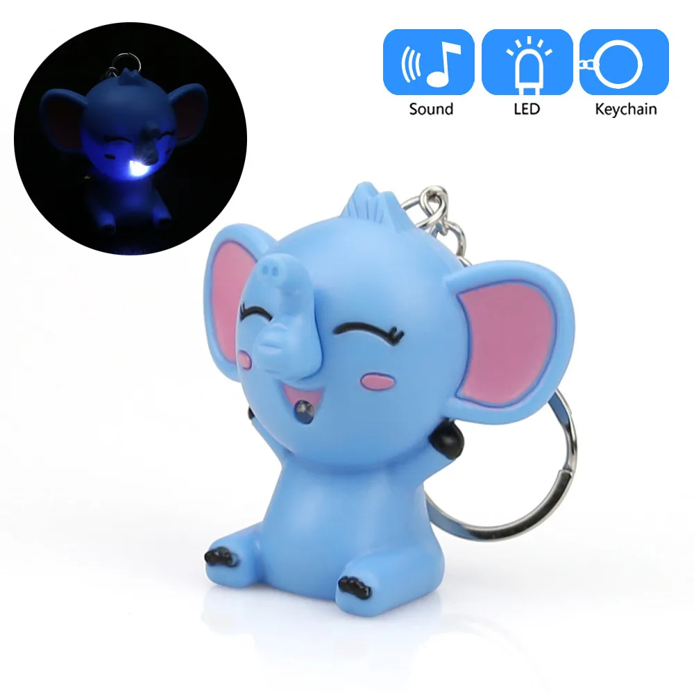 

Cute Cartoon Elephant Keychain With LED Light And Sound Keyfob Kids Toy Gift toys for children luminous Toys christmas toy #W20