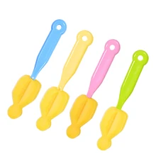 Пластиковая ручка съемная губка детская Младенческая щетка для бутылочки для кормления соска щетка для чистки сосков случайные цвета