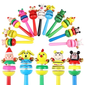 

Wooden toys wholesale animal rattle cartoon hand rattle baby products
