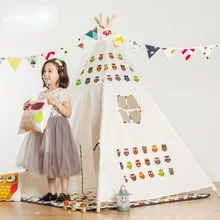 Милое хлопковое Типи детская игровая палатка Хлопок Холст Дети teepee белый игровой дом ткань детская кровать, палатка в помещении