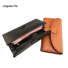 LingJiao Pai Long Women Wallet Luxury Female Genuine Leather Travel Credit Card Wallet Zipper Cell Phone Pocket Handbag Cluth